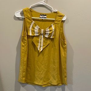 Mustard Sleeveless Blouse with Bow